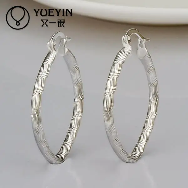 Женские классические серьги кольца большие круглые с серебряным покрытием супер