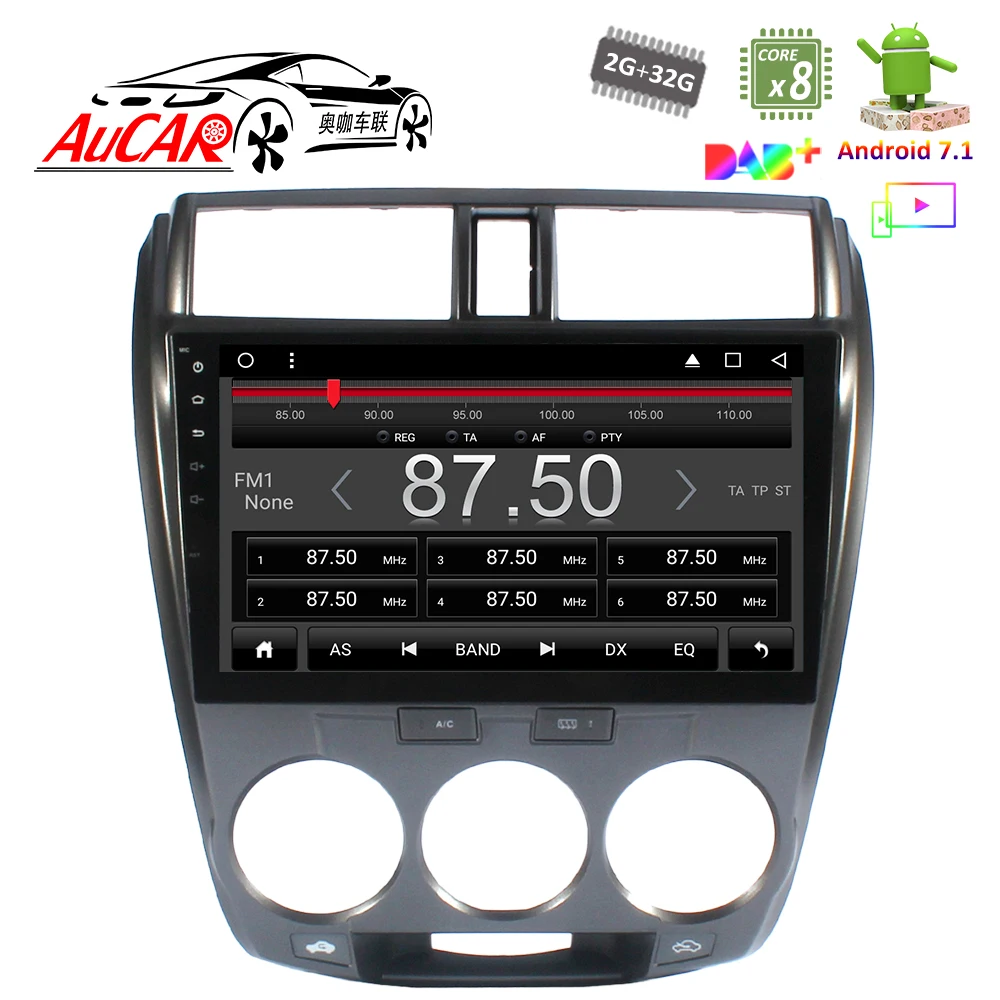 Автомобильный DVD-плеер на Android 7 1 10 дюйма система GPS-навигации для Honda City Octa core 1024*600
