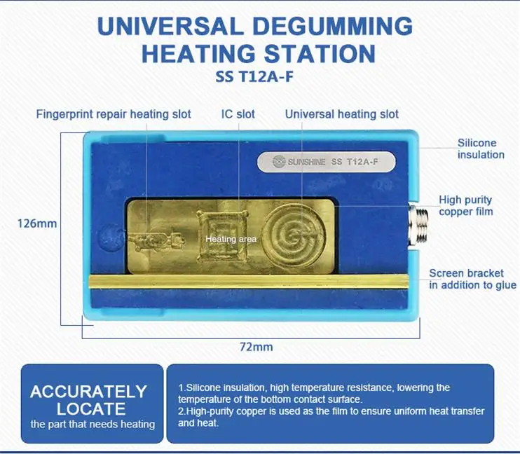 T12-F Материнская плата Процессор IC чипы распайки нагревательная станция для iPhone X XS MAX паяльник ремонт инструмент разборка платформы SS-T12A - Цвет: T12-F