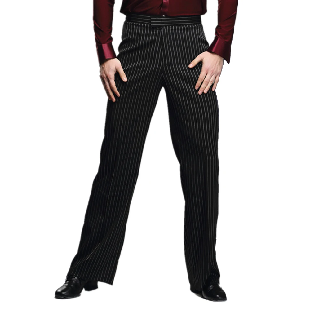 Новинка 2019 Мужские штаны для латинских танцев льняные брюки в полоску взрослых 2