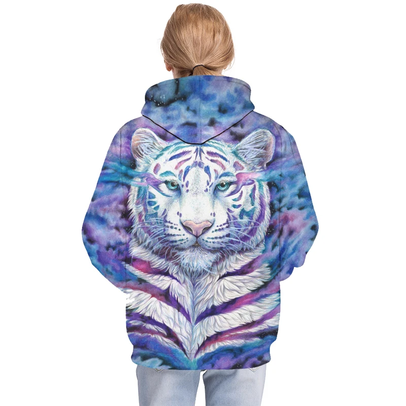 Красочный тигр 3D толстовки мужские женские пуловер с капюшоном унисекс Женские