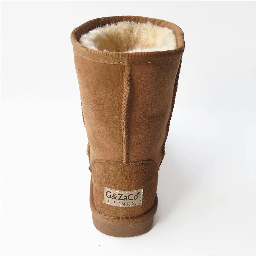 G& Zaco/Роскошные зимние сапоги; женские сапоги из овечьей шерсти; зимние сапоги из натуральной овечьей кожи; классические женские замшевые сапоги до середины икры