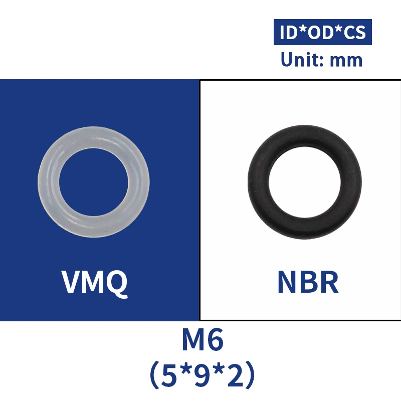 

Комплект уплотнительных колец из силикона и NBR M3-M10