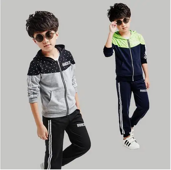 New spring autumn kids clothes sets children casual 2 pcs suit jackets hoodies+pants baby set boys sport outwear 4-12 years |