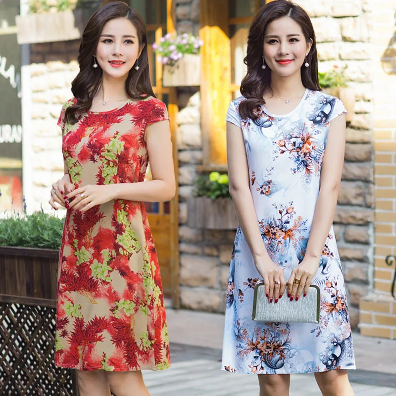 2018 Hndjxxxy 4XL Elegant Plus Size Dress Women's summer Print Fashion Office Ladies Work Dresses new Slim casual | Женская одежда