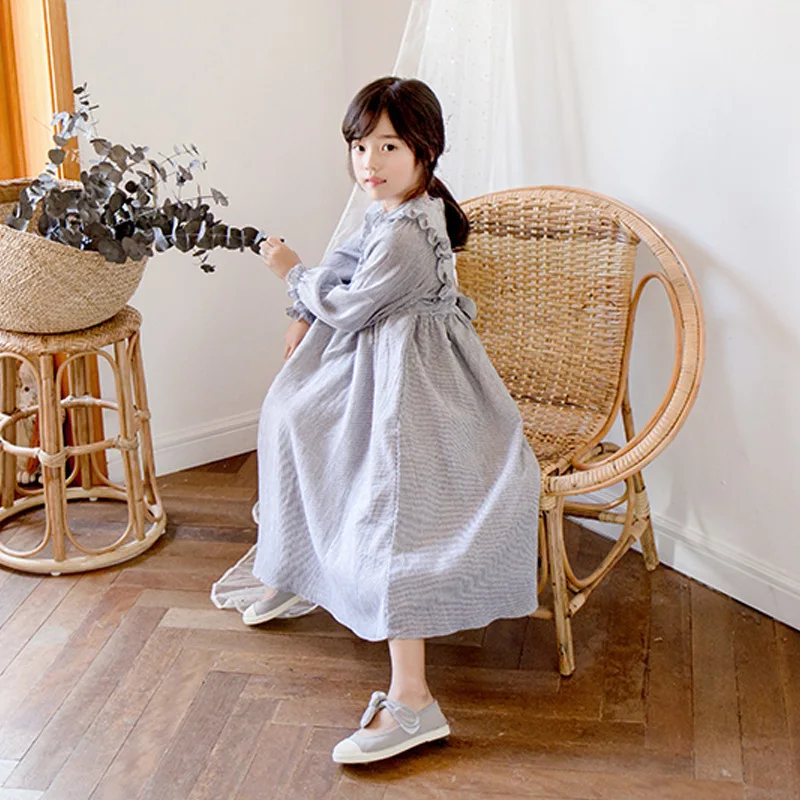Spring Dresses For Girls New 2022 Maxi Long Teen Children's Autumn Teenager Dress Clothing Full Sleeve Fashion With Sashes | Детская