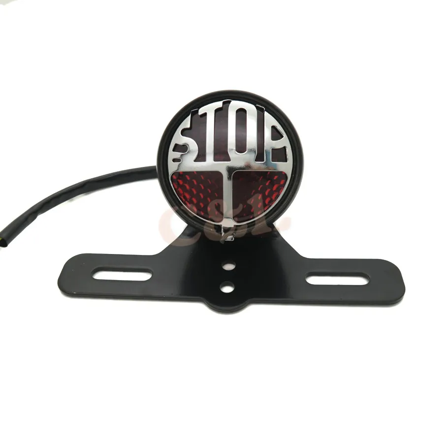 Мотоциклетная черная стоп винтажная лампа номерного знака задний стоп-сигнал