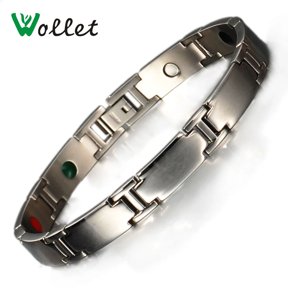 

Wollet Jewelry Stainless Steel Magnetic Bracelet Bangle for Women Healing Energy Healing Germanium Tourmaline Negative Ion