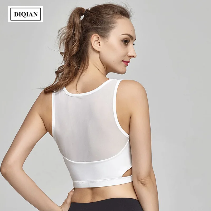DIQINA New Arrival Antihunting Sports Bras Women Mesh Femme Running Splicing Yoga Fitness Famale Tank Top Plus Size XL | Спорт и