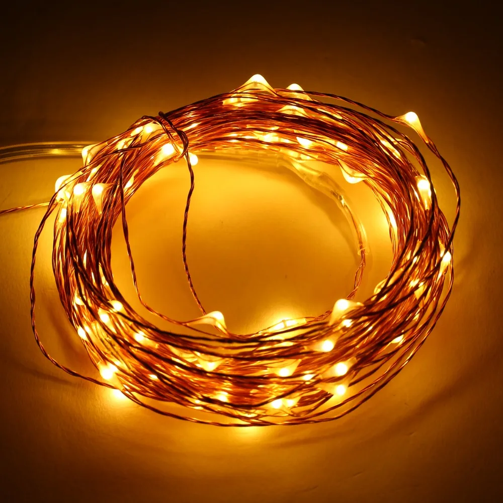 100 м 10 упак. Соединительная серия 3В 33фт 100LED медная проволока Наружное освещение