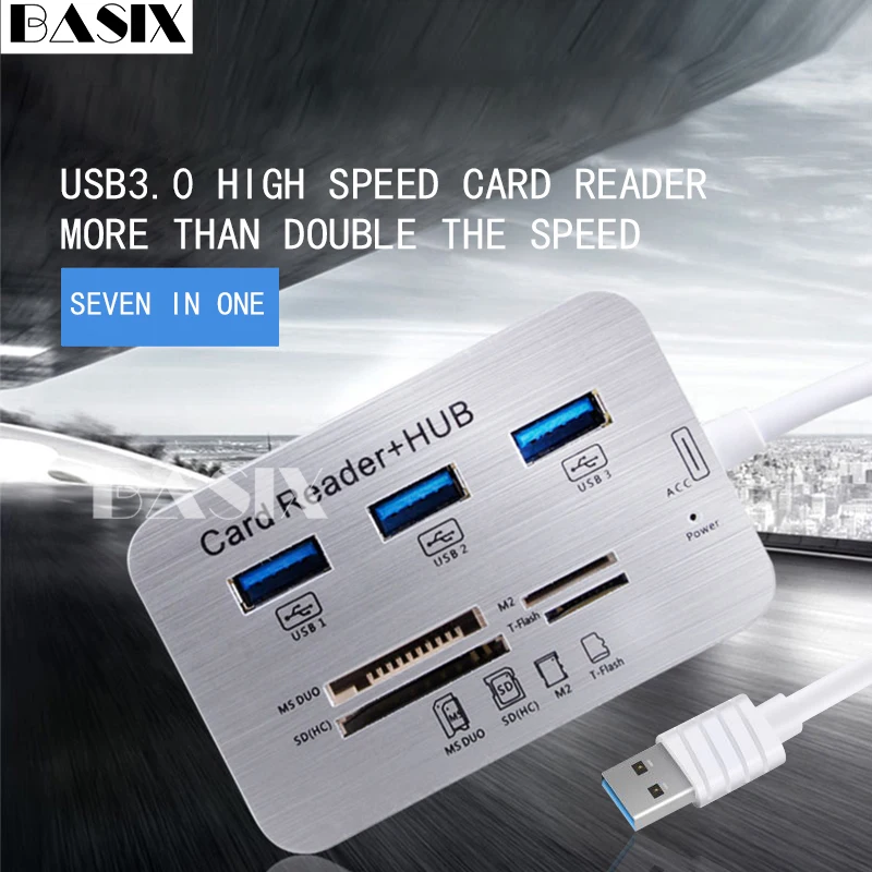 Basix usb-хаб 3,0 высокоскоростной Мульти Usb 3,0 концентратор с MS/SD/M2/TF кард-ридером комбинированный usb-разветвитель для Macbook Pc ноутбук мультихаб