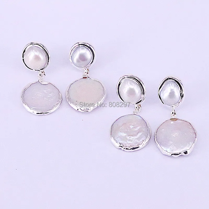 

4Pair New Gold Color Round Nature Pearl Dangle Earrings Fashion Jewelry For Women