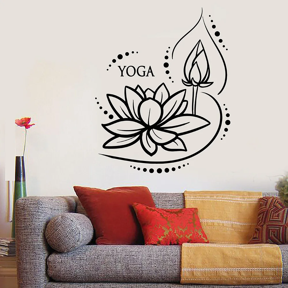 Цветок лотоса Йога буддизм Медитация Виниловая наклейка на стену домашний декор