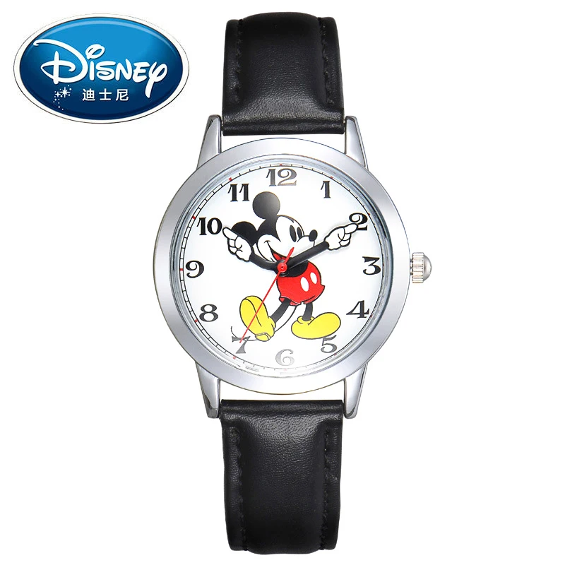 Disney мужские и женские часы детские оригинальные брендовые наручные кожаные для