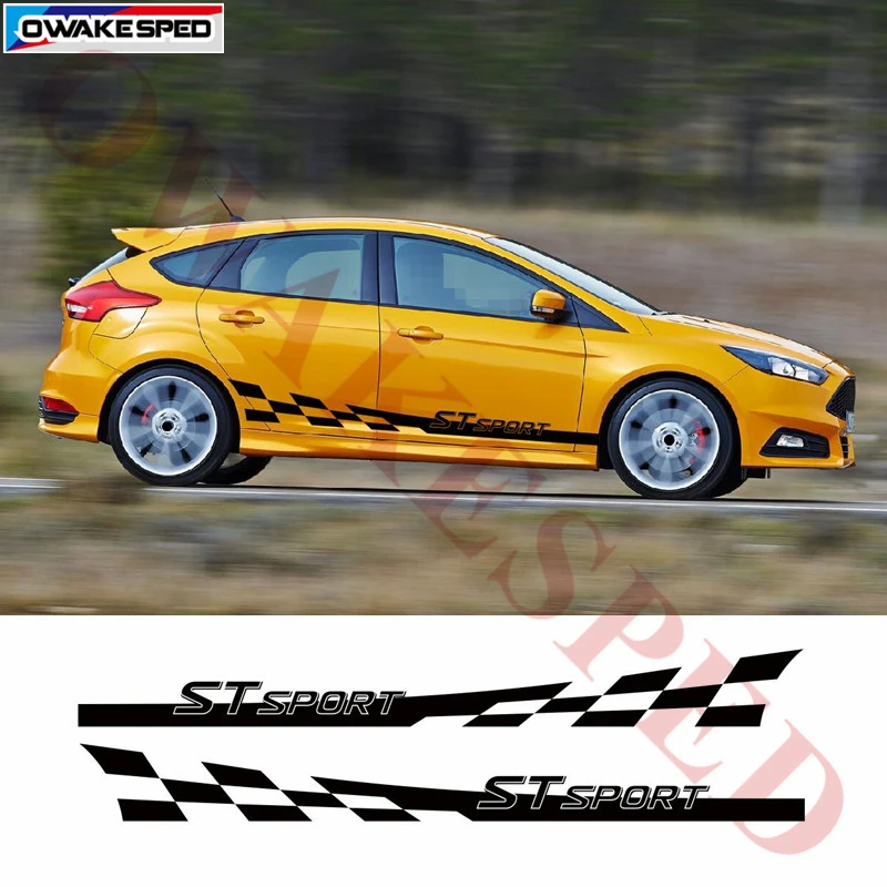 Гоночный флаг полосы автомобиля стикер s для ford focus ST RS Спортивная графика