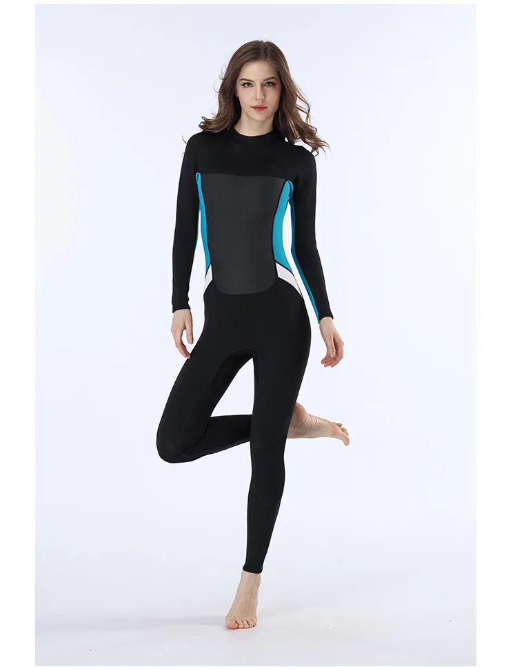2mm Men Women wetsuit Long sleeved one piece Swimsuit neoprene Triathlon Diving suit Super Elastic Surf wet suit for cold water
