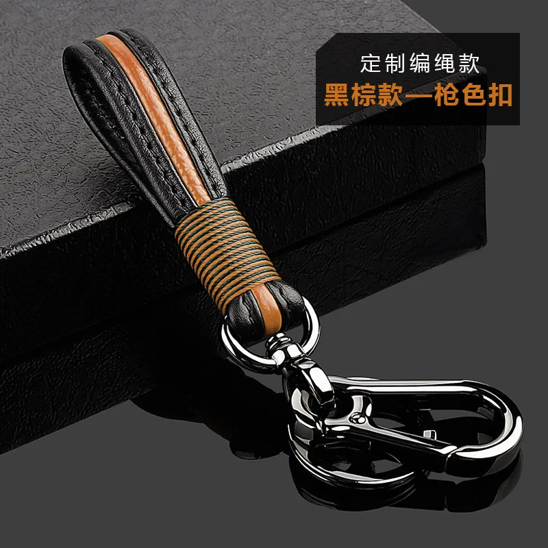 Keychain-Brown 3 кнопки кожаный чехол для ключей автомобиля для hyundai Equus Genesis Veloster KIA Sportage Forte Optima Soul Azera Soren брелок - Название цвета: Keychain-Brown