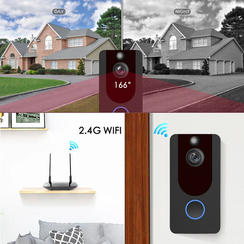 ZWN V7 HD 1080P умный Wi Fi Видеозвонок камера визуальный домофон с сигналом ночного