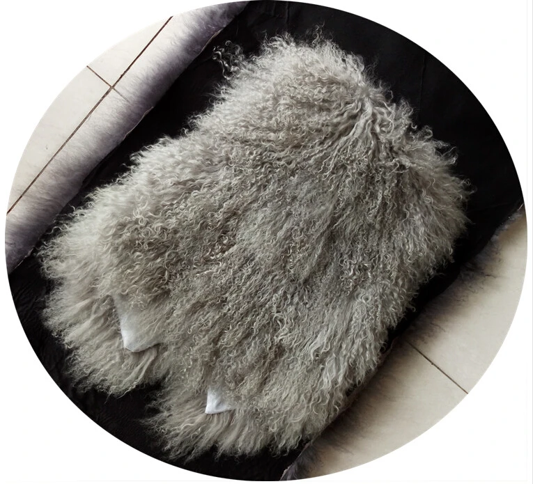 Натуральная монгольская овечья шерсть жилет Мода 100% настоящая желтовато