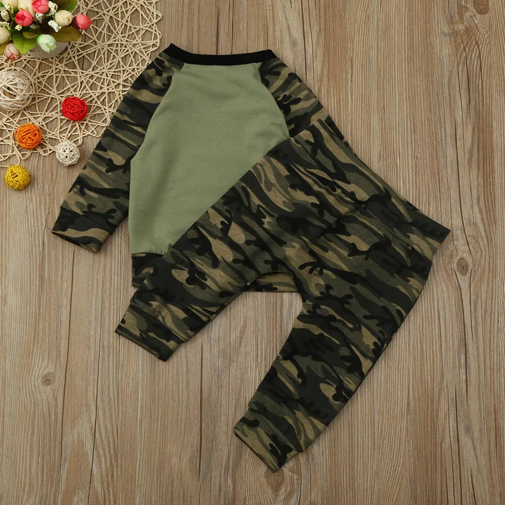 Одежда для малышей Спортивный костюм девочек и мальчиков камуфляжные топы
