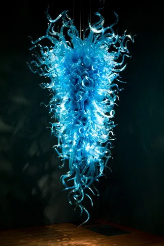 

LR004-Luxury Hotel Home Decorative Led Light Blue Crystal Style Murano Glass Chandelier Lighting