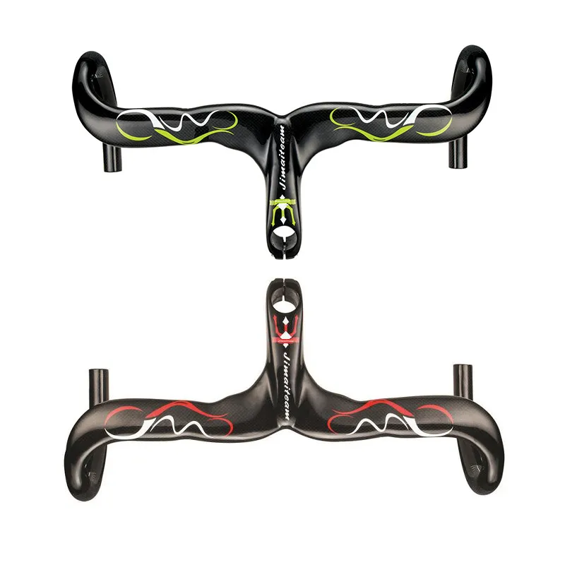 Новый глянцевый полностью из углеродного волокна 3K Встроенный руль и стержень