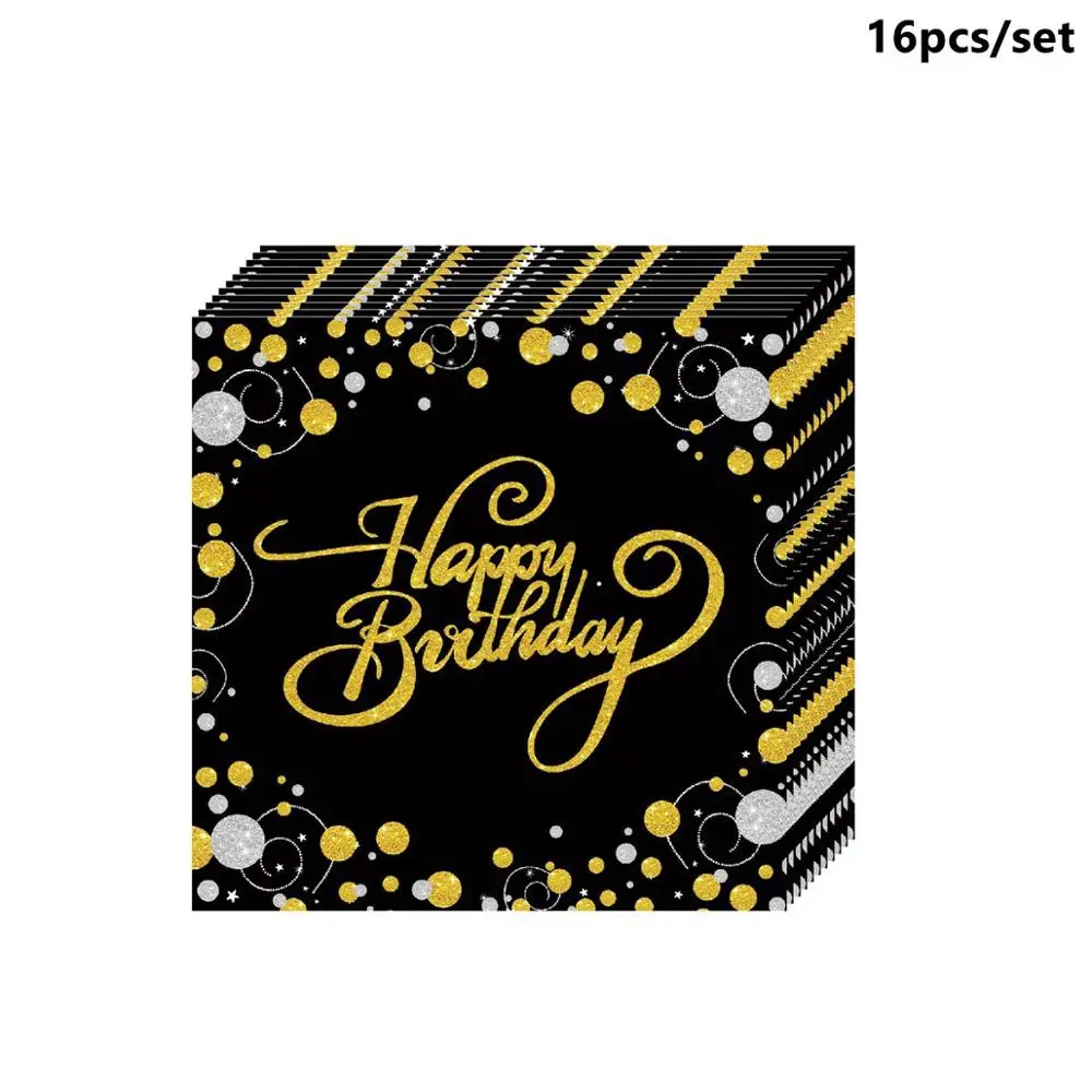 Gold Napkins Taoup черная Золотая бумага 30 одноразовая посуда на день рождения 30-й декор с днем рождения Декорации для взрослых одноразовая посуда для вечеринок - Цвет: Gold Napkins