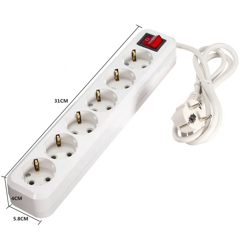 Удлинитель электрический с 2 круглыми контактами 3/5 м 6 розеток|power strip|ac power socketpower