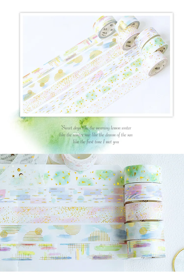 Свежий цвет позолота лента для декорации Washi DIY планировщик для скрапбукинга маскирующая лента Escolar