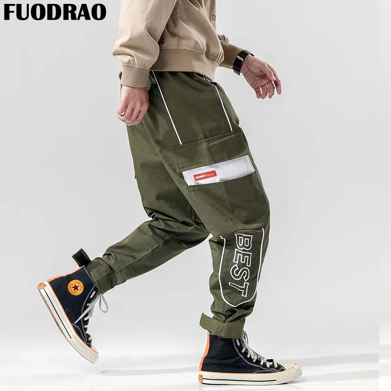 Спортивные штаны-шаровары FUODRAO Harajuku лоскутные брюки-карго с карманами уличная
