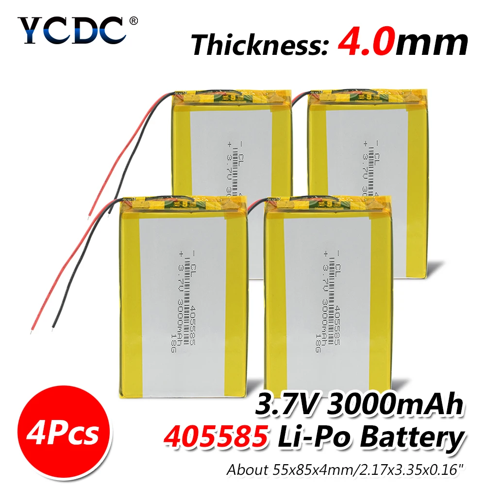 4 pieces 1/2/4 шт. 405585 литиевая полимерная аккумуляторная батарея 3,7 V 85x55x4 мм 3000 мА/ч, 3Ah Lipo Батарея заменить для DVD gps Камера электронная книга - Цвет: 4 pieces