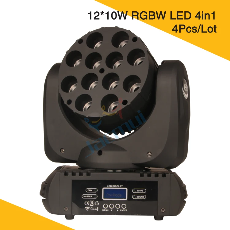 (4 шт./лот) 12*10 Вт RGBW LED Moving Head Beam Light 4в1 мощный Led Mini Dj | Лампы и освещение
