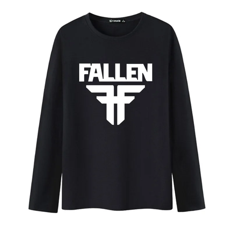 Новое поступление Fallen с длинными рукавами белая футболка Для мужчин О-образным