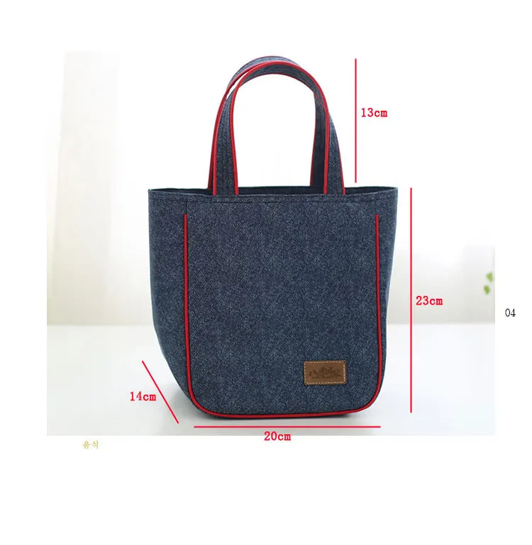 Сумка холодильник джинсовая теплоизоляционная сумка свежая еда молоко фрукты