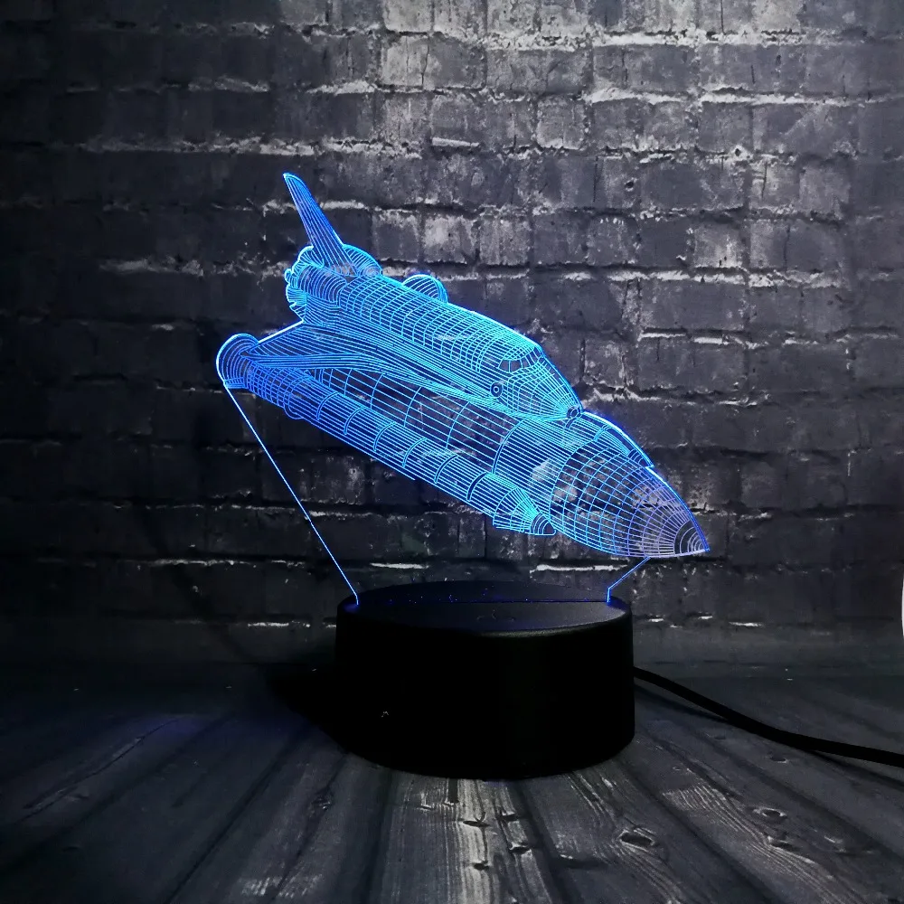 Rockets plane 3D LED ночник детское украшение USB лампа для сна в спальню 7 цветов Изменение