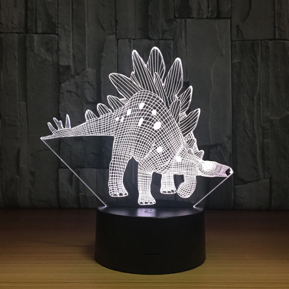 Красочный милый динозавр 3D ночник визуальный USB сенсорный светодиодный