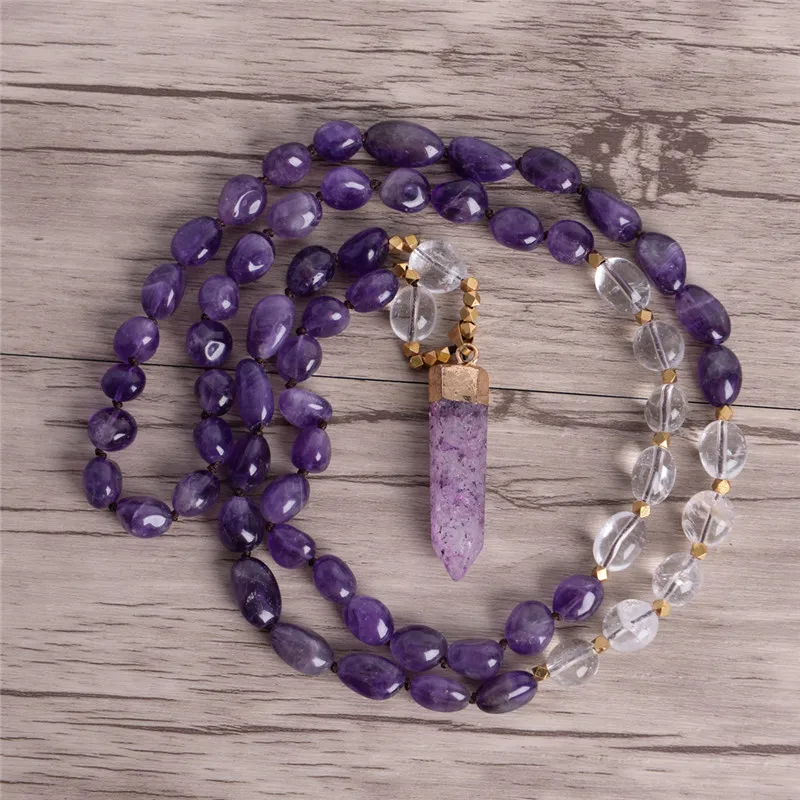 Новое ожерелье ручной работы с узлом Золотая подвеска из натурального камня