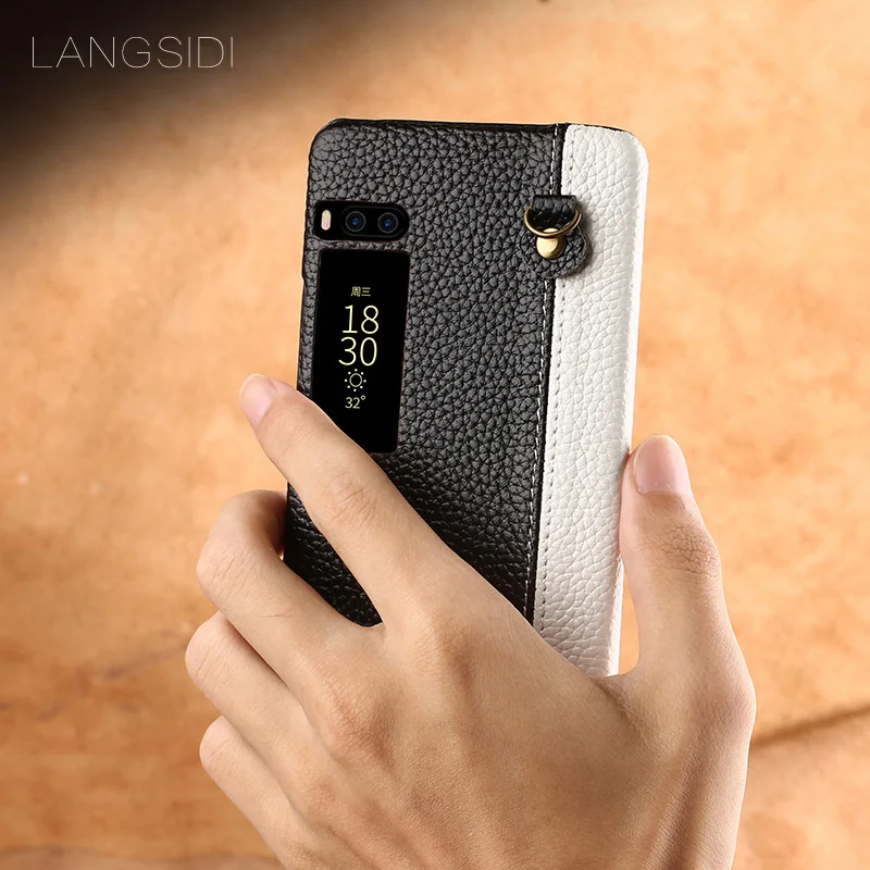 Langsidi formeizu Mx5 Чехол ручной работы кожа коровы задняя крышка двухцветный Личи