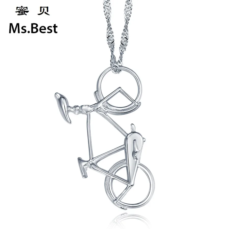 Твердые стерлингового серебра 925 Подвеска в виде мотоцикла ожерелья для девочек