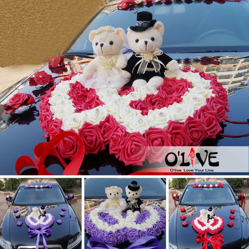 Artificial Flowers Wedding Car Decoration Sets Wedding Decoration Flowers Foam Roses Decorative Wreath DIY Customized Wholesale