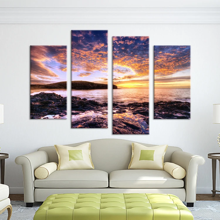 4 шт. красивый закат пейзаж стены картина-принт на холсте для домашнего декора