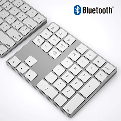 Silver Мини Беспроводная цифровая клавиатура Bluetooth алюминиевая 34 клавиши Numpad для Apple клавиатура беспроводной планшет телефон ноутбук Acount дропшиппинг - Цвет: Silver