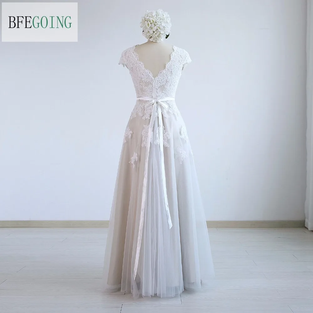 Кружевное Тюлевое свадебное платье А-силуэта цвета слоновой кости