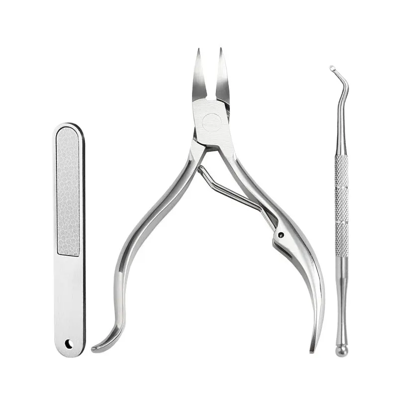 

3pcs Professional Stainless Steel manicure set Nail Cuticle Nipper Clipper File Ingrown ToeNail Correction Tool Pedicure Clean