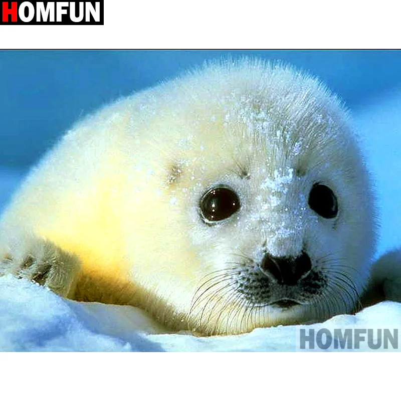 

HOMFUN Full Square/Round Drill 5D DIY Diamond Painting "Animal seal" Embroidery Cross Stitch 5D Home Decor A14279