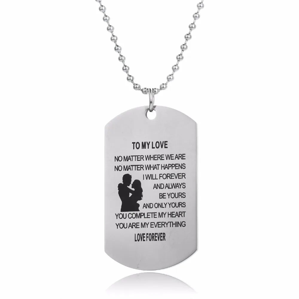 Муж и жена любовь навсегда Военная Униформа dog tag кулон Цепочки ожерелья Любители