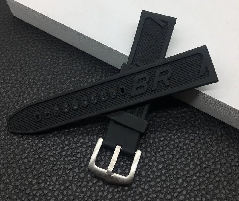 Brand High Quality Silicone Rubber Watch Strap 22mm 24mm Black Watchband Bracelet For Breitling/navitimer/avenger buckle logo on | Наручные