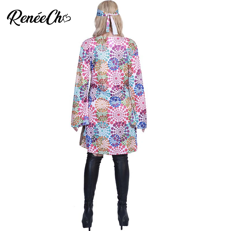 2018 Women Hippie Costume Adult Carnival Party 1960`s Retro Peace And Love Halloween For Fancy Dress |