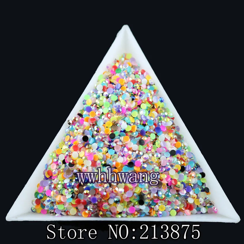 

DIY,10000 шт./пакет, SS6, смешанные цвета, волшебный цвет AB jelly 2 мм полимерные кристаллы стразы для дизайна ногтей без горячей фиксации бусины