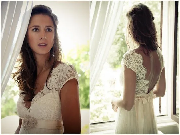 Новый богемия свадебное платье V шеи рукавом открыть назад кружева лиф шифоновая